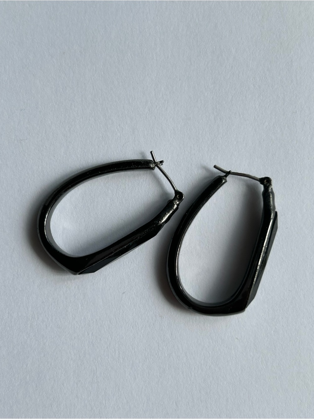 Black Geometric Hoop Earrings - 1 3/4” long